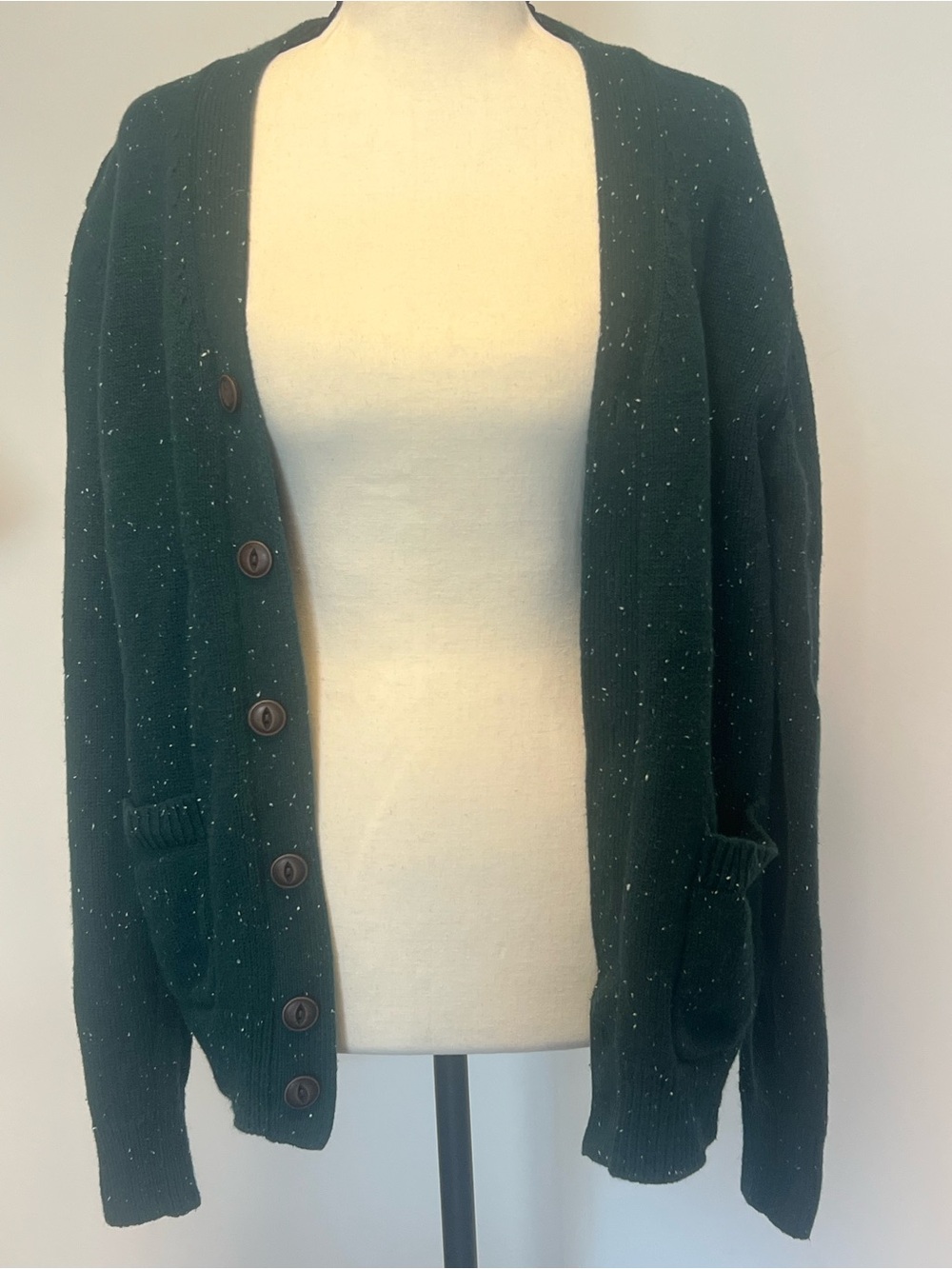 GAP Dark Green Speckled Button-Front Cardigan